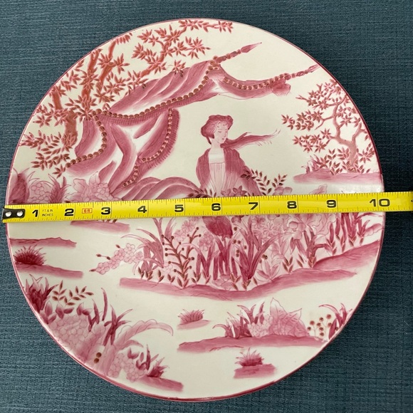 Vintage Stoneware Plate, Asian Motif of Girl in Field - Picture 4 of 6